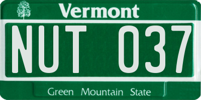 VT license plate NUT037