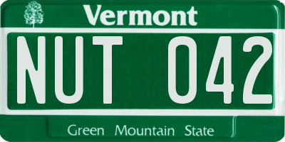 VT license plate NUT042