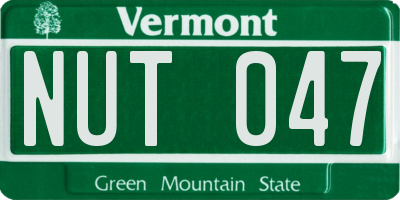 VT license plate NUT047