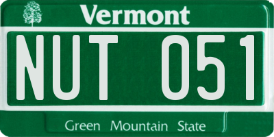 VT license plate NUT051