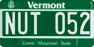VT license plate NUT052