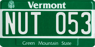 VT license plate NUT053