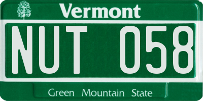 VT license plate NUT058