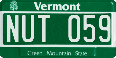 VT license plate NUT059