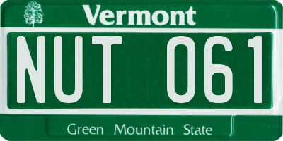 VT license plate NUT061