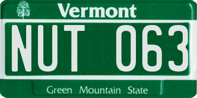 VT license plate NUT063
