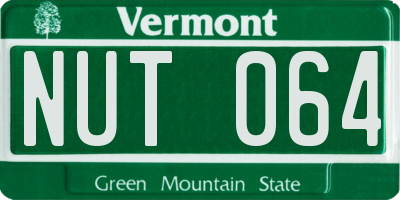 VT license plate NUT064
