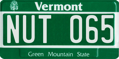 VT license plate NUT065