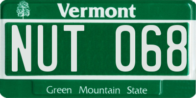VT license plate NUT068