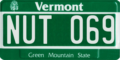 VT license plate NUT069