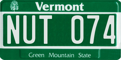VT license plate NUT074