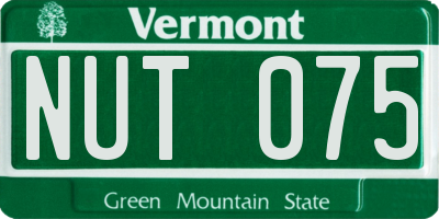 VT license plate NUT075