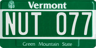 VT license plate NUT077