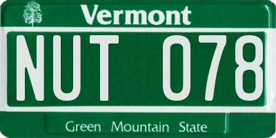 VT license plate NUT078