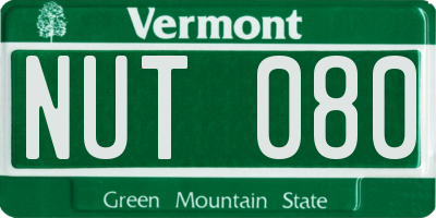 VT license plate NUT080