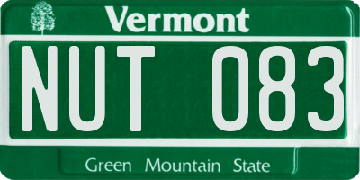 VT license plate NUT083