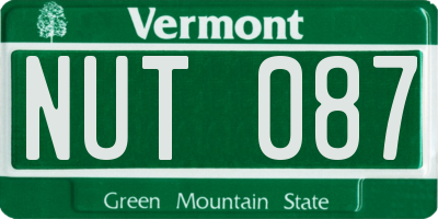 VT license plate NUT087