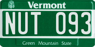 VT license plate NUT093