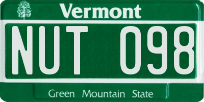 VT license plate NUT098