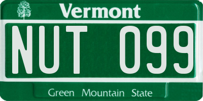 VT license plate NUT099
