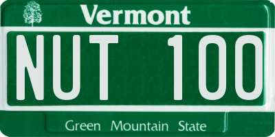 VT license plate NUT100