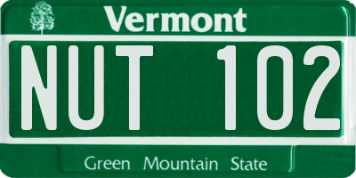 VT license plate NUT102