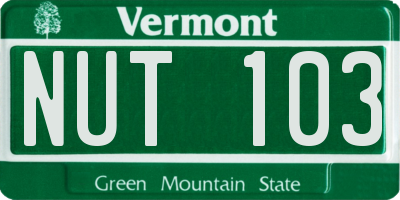 VT license plate NUT103