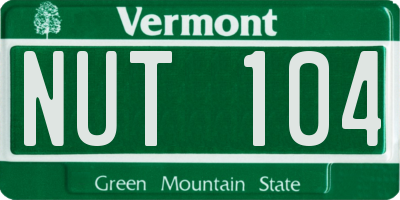 VT license plate NUT104