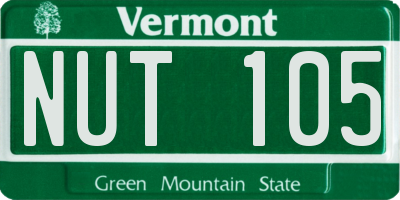 VT license plate NUT105