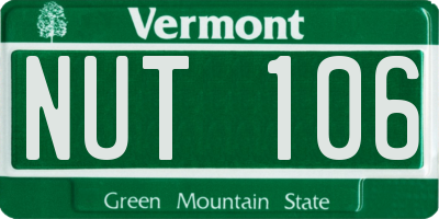 VT license plate NUT106