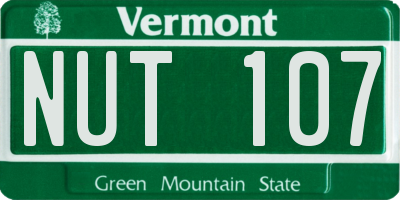 VT license plate NUT107