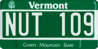 VT license plate NUT109