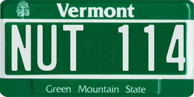 VT license plate NUT114