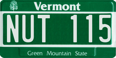 VT license plate NUT115