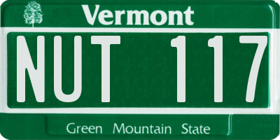 VT license plate NUT117