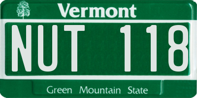 VT license plate NUT118