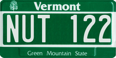 VT license plate NUT122