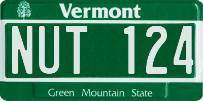 VT license plate NUT124