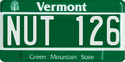 VT license plate NUT126