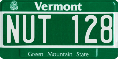 VT license plate NUT128
