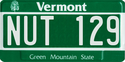 VT license plate NUT129