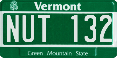 VT license plate NUT132