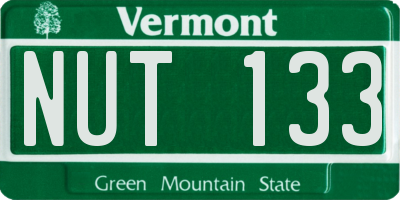 VT license plate NUT133
