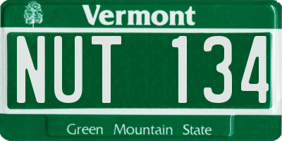 VT license plate NUT134