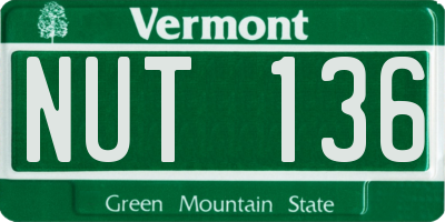 VT license plate NUT136