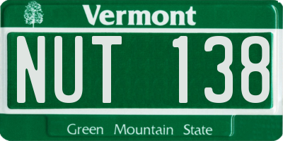 VT license plate NUT138