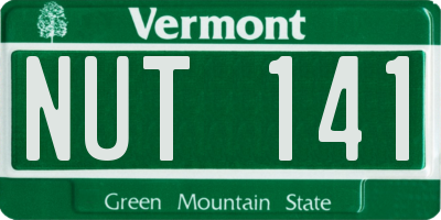 VT license plate NUT141