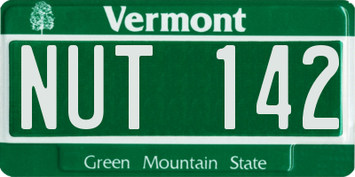 VT license plate NUT142