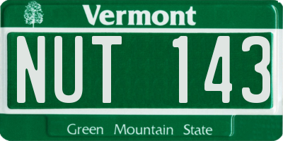 VT license plate NUT143