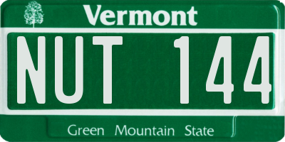VT license plate NUT144